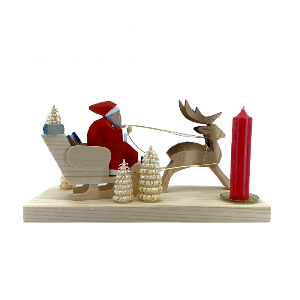 Candle holder - Santa Claus with deer-drawn sleigh