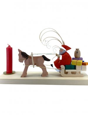 Candle holder - Santa Claus with horse-drawn sleigh 