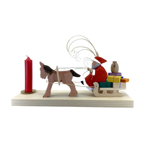 Candle holder - Santa Claus with horse-drawn sleigh