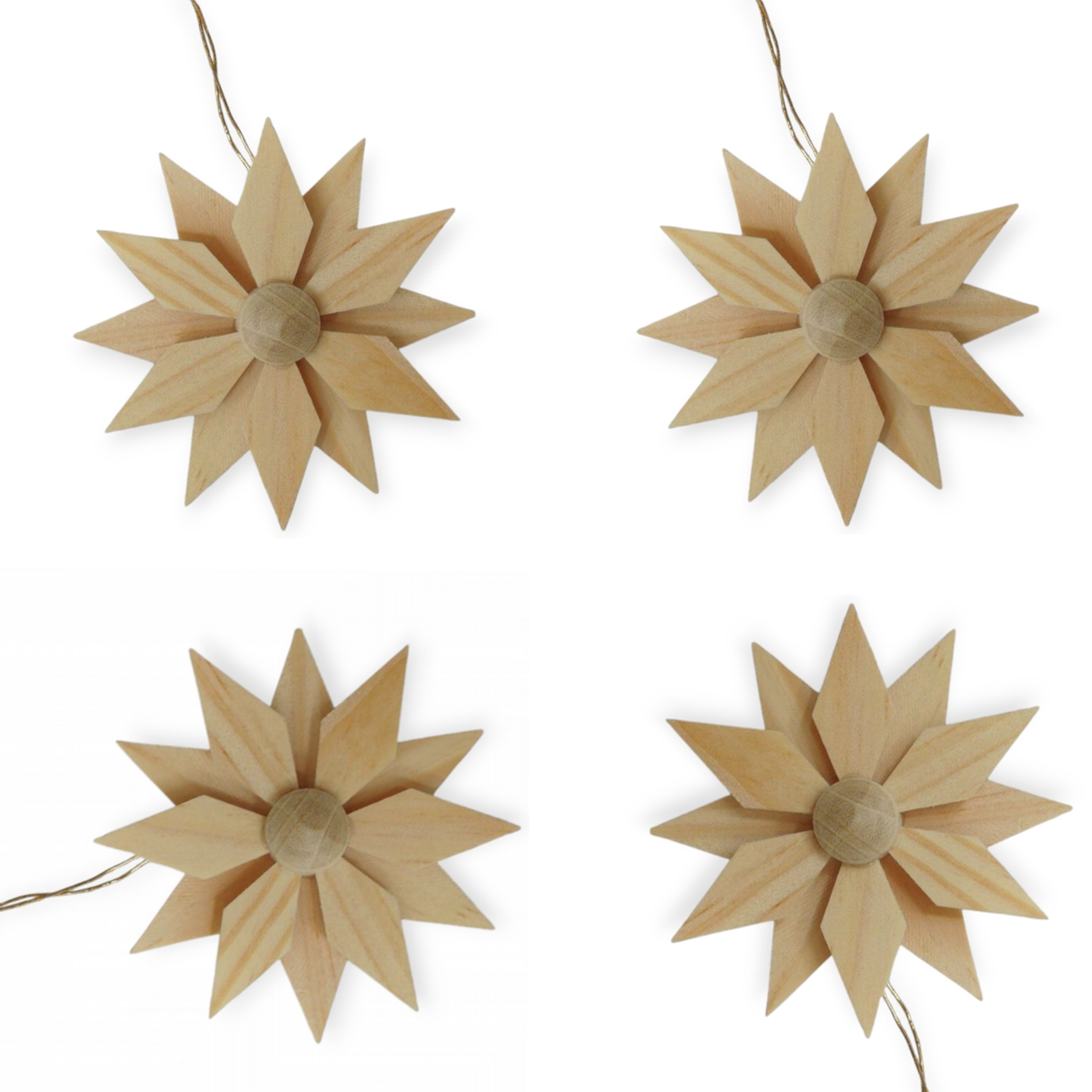 Tree decoration poinsettia natural, 4-piece
