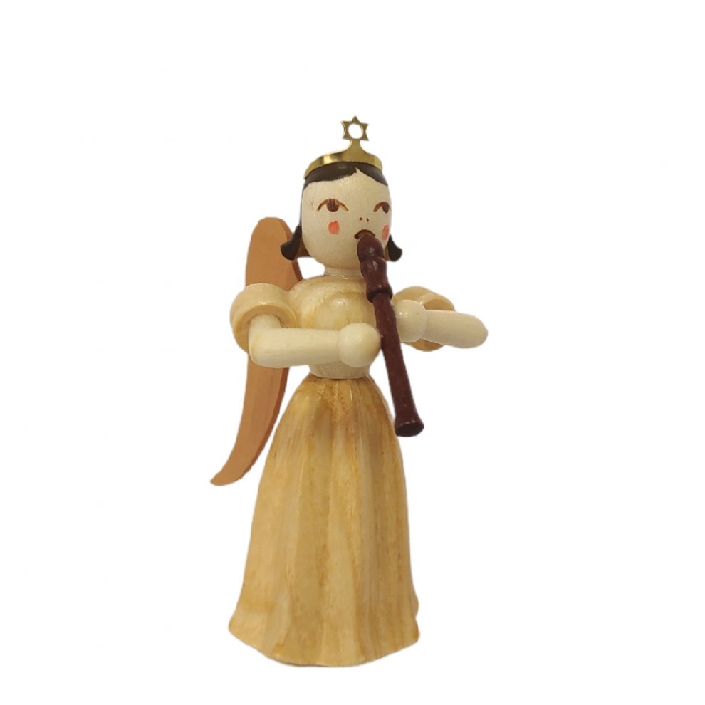 Blank pleated long-skirt angel with recorder