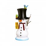 Miniature smoker snowman "Schmelzi" with bird