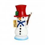 Miniature smoker snowman "Schmelzi" with bird, red