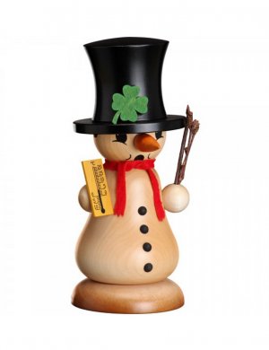 Smoking man snowman "Schmelzi" with bird, natural