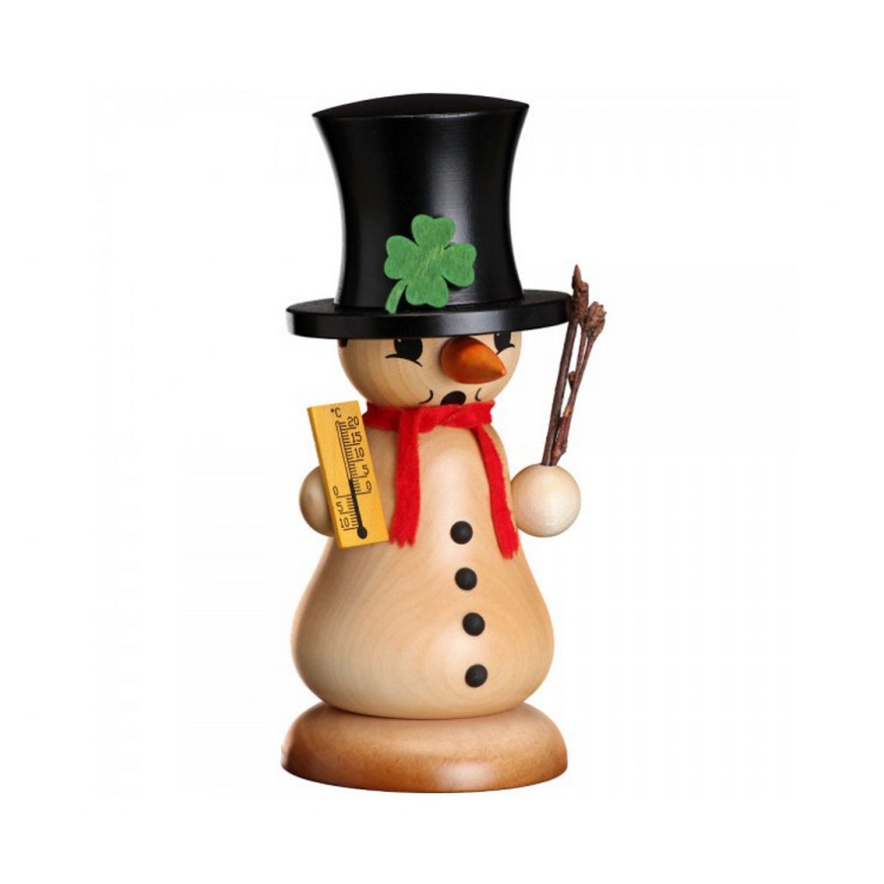 Smoking man snowman "Schmelzi" with bird, natural