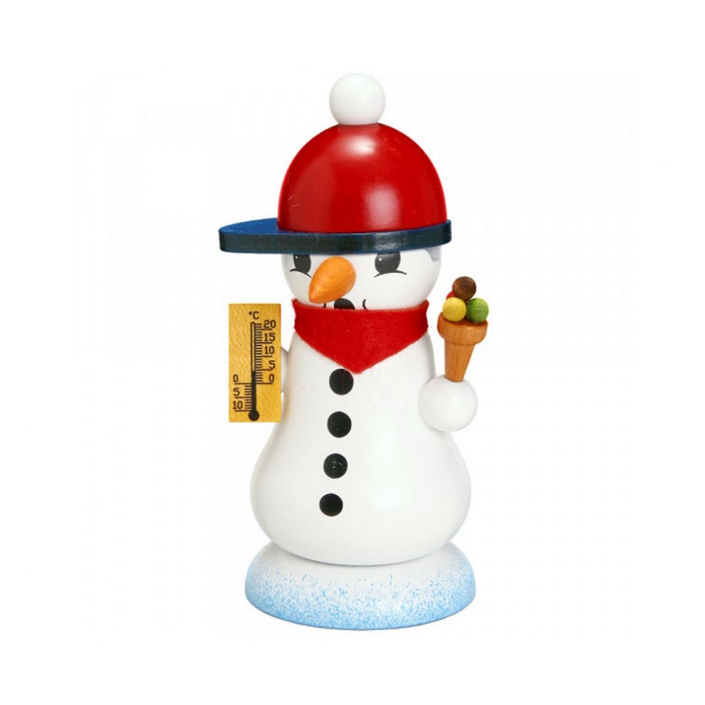Miniature smoker snowman "Schmelzi" with ice cream cone