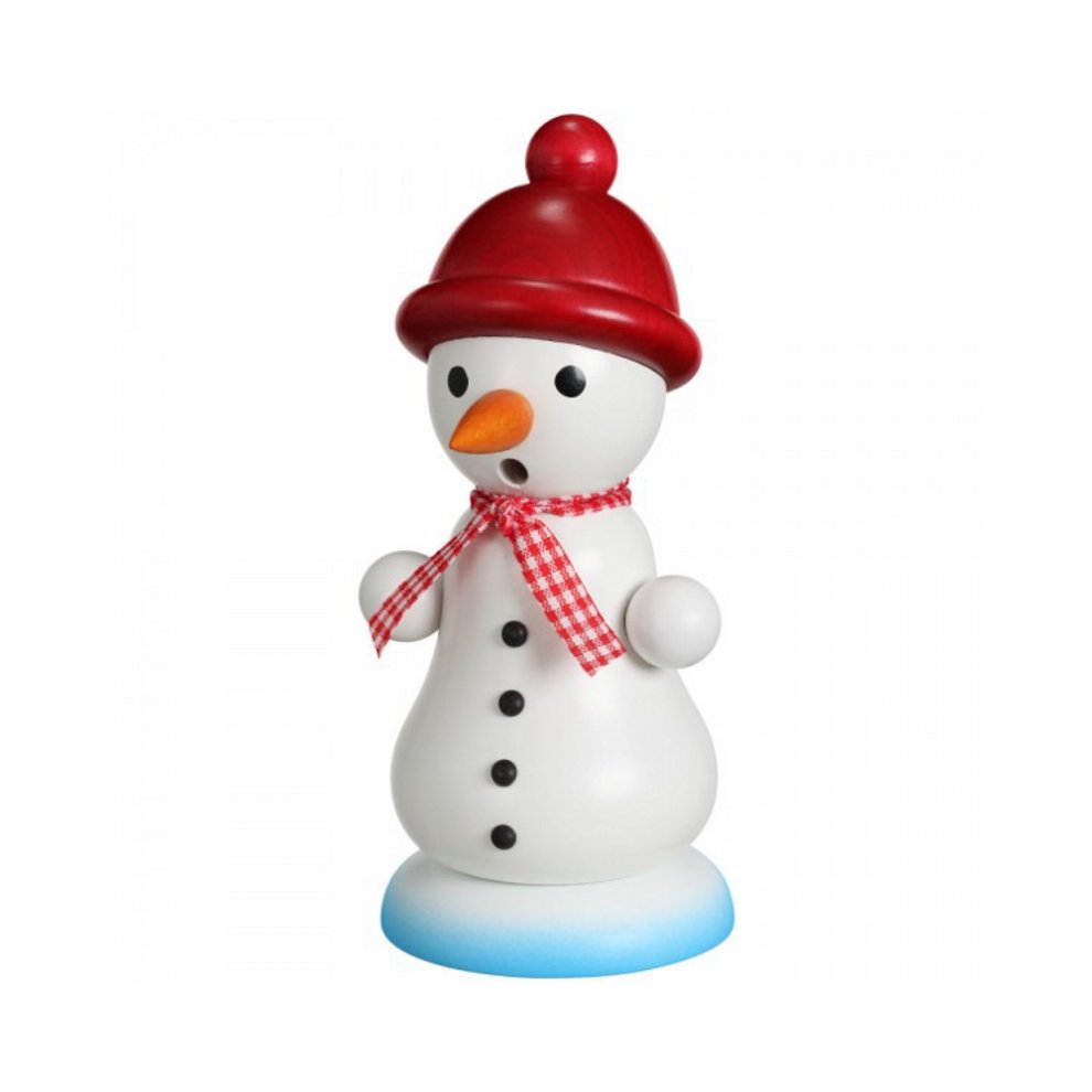 Smoker snowman with bobble hat, red