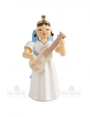 Blank pleated long-skirt angel with guitar, colored