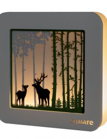 Erzgebirge Square Standbild LED - "Wald", weiß/grün