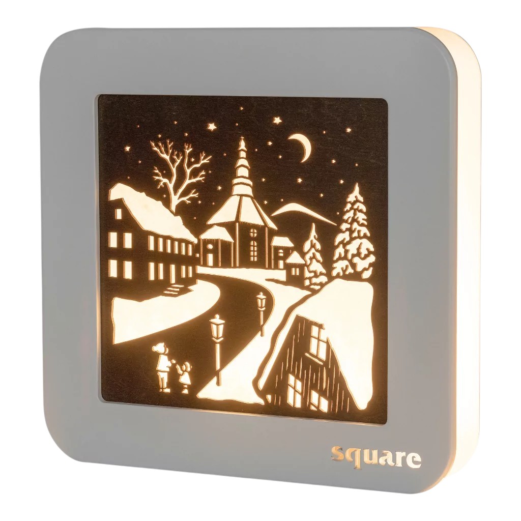 Square wall picture LED Seiffen, white/brown