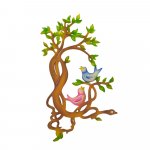 2 birds in the bush, colored