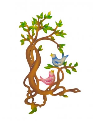 2 birds in the bush, colored