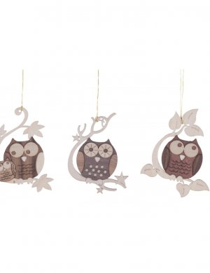 Tree ornaments owls 6 pcs.