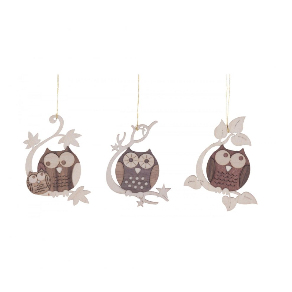 Tree ornaments owls 6 pcs.