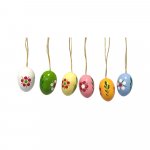 Hanging Easter eggs with flowers 6 pieces, motif 3