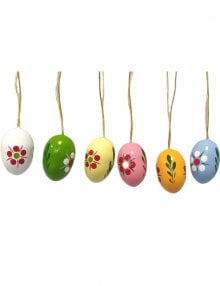 Hanging Easter eggs with flowers 6 pieces, motif 3