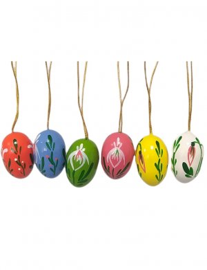 Hanging Easter eggs with flowers 6 pieces, motif 4