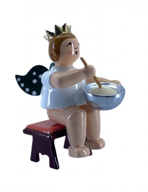 Angel with Dough bowl, sitting, with crown