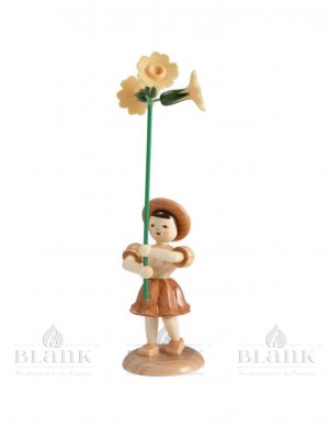 Blank flower child with primula, natural