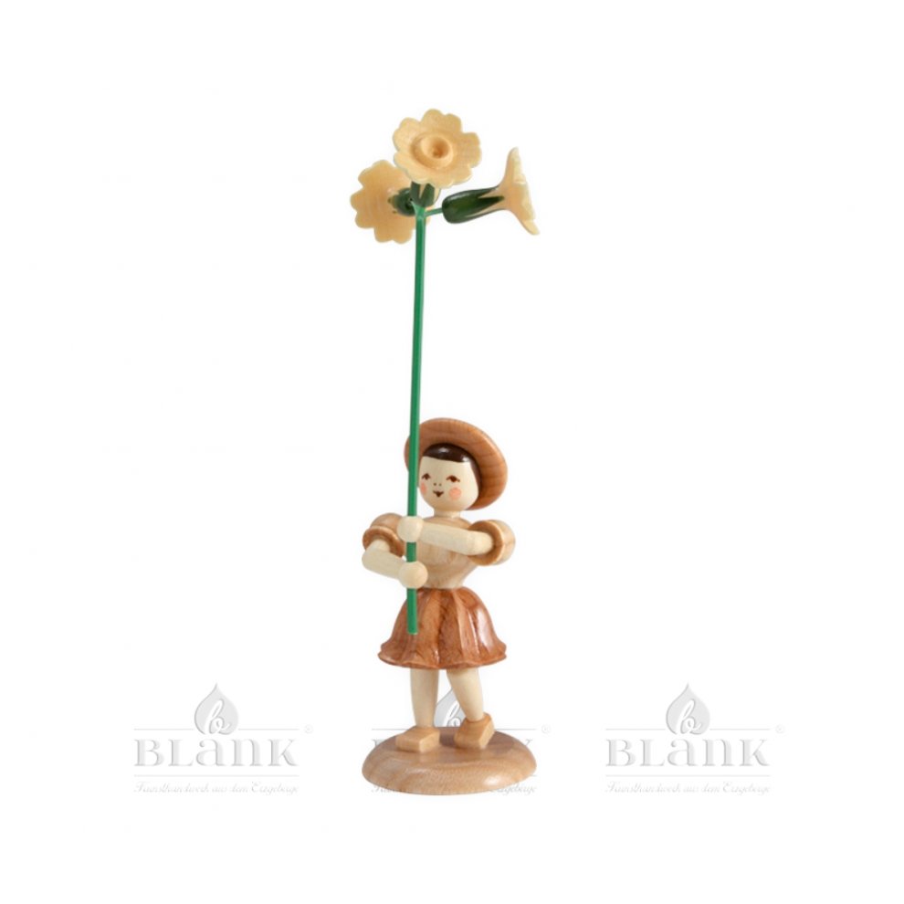 Blank flower child with primula, natural