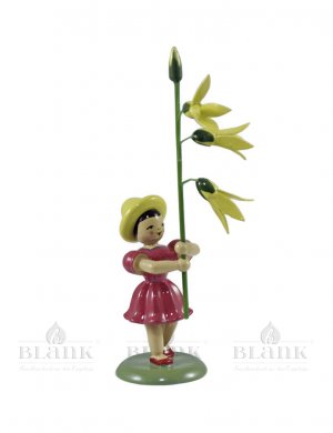 Blank flower child with forsythia, colored
