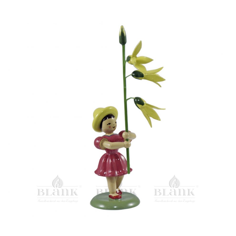 Blank flower child with forsythia, colored