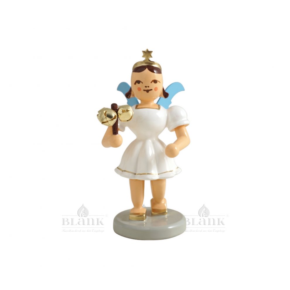 Blank angel with short skirt and bell rod, colored
