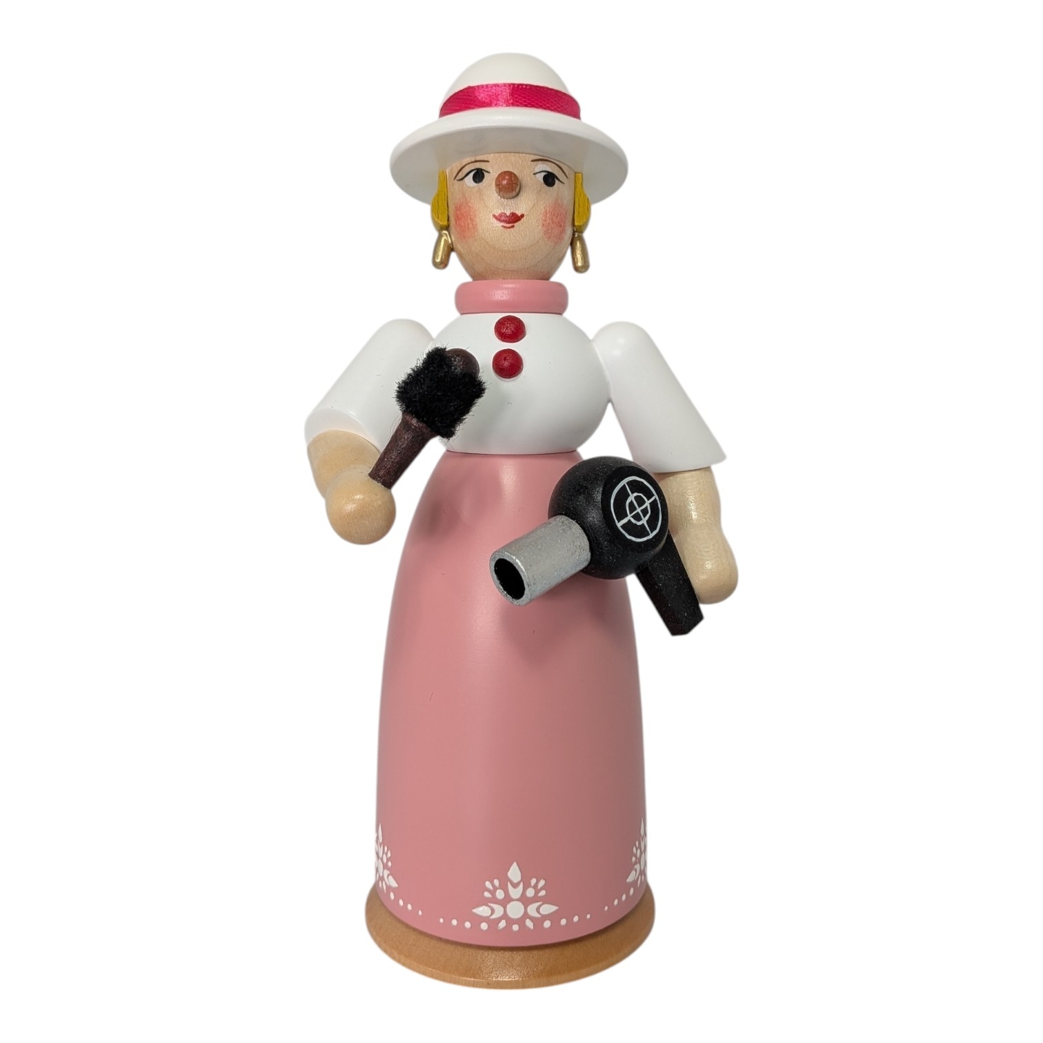 Incense smoker figure: hairdresser with a hairdryer