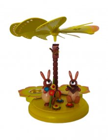 Easter pyramid rabbit with book and walking stick, colorful