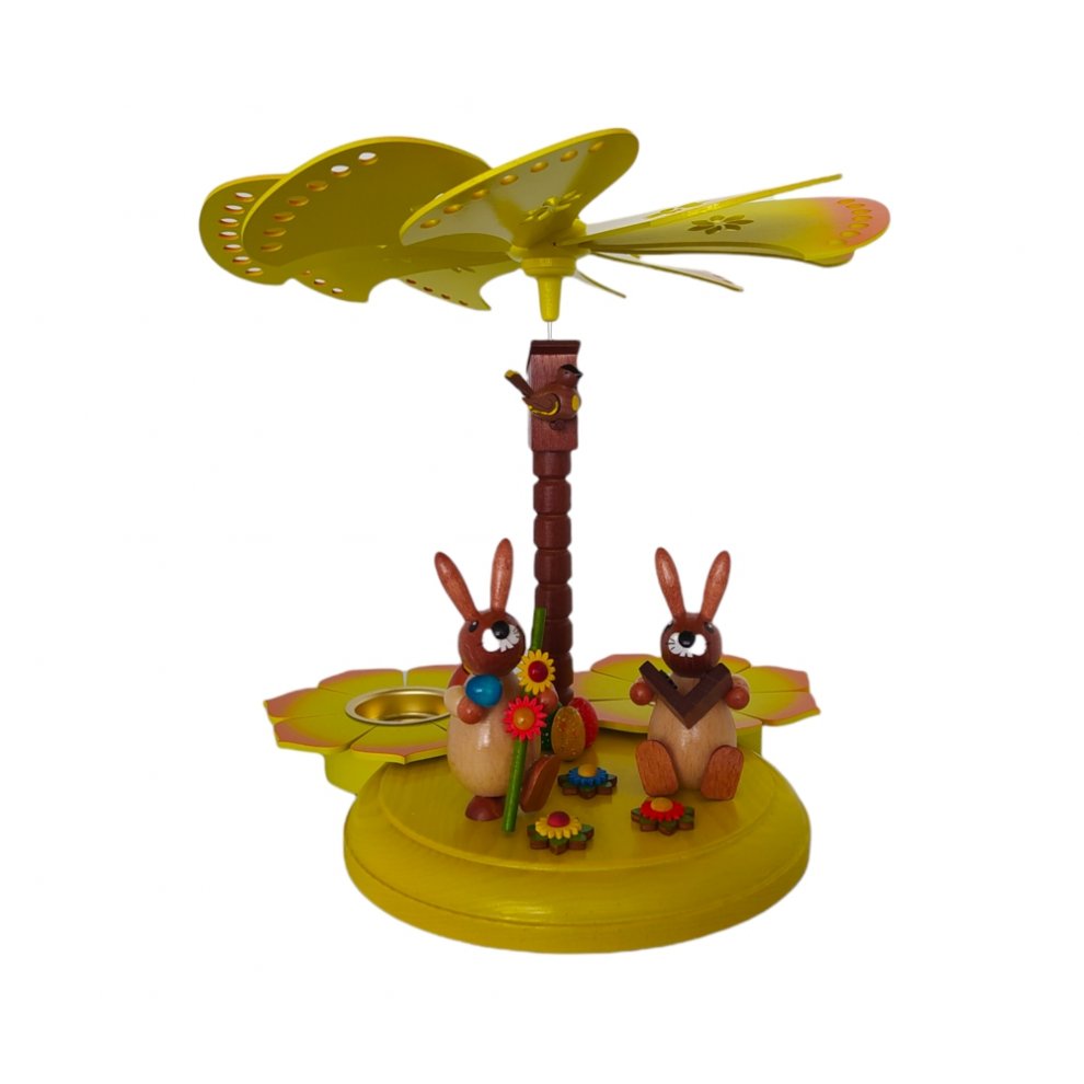 Easter pyramid rabbit with book and walking stick, colorful