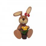 Easter bunny sitting with pansies