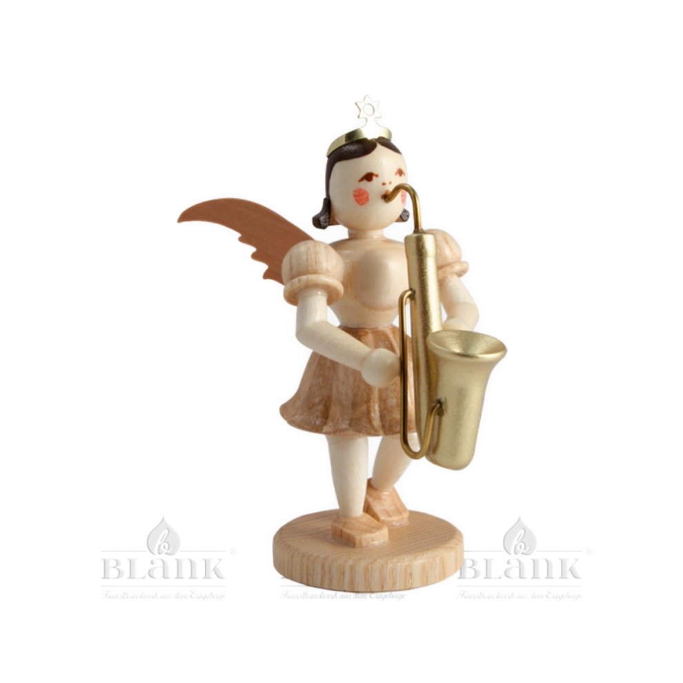 Blank angel with short skirt and saxophone