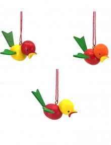 Hanging migratory birds set of 3, large, colored