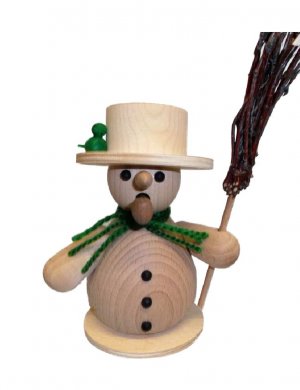 Handicraft set incense smoker snowman with broomstick, green