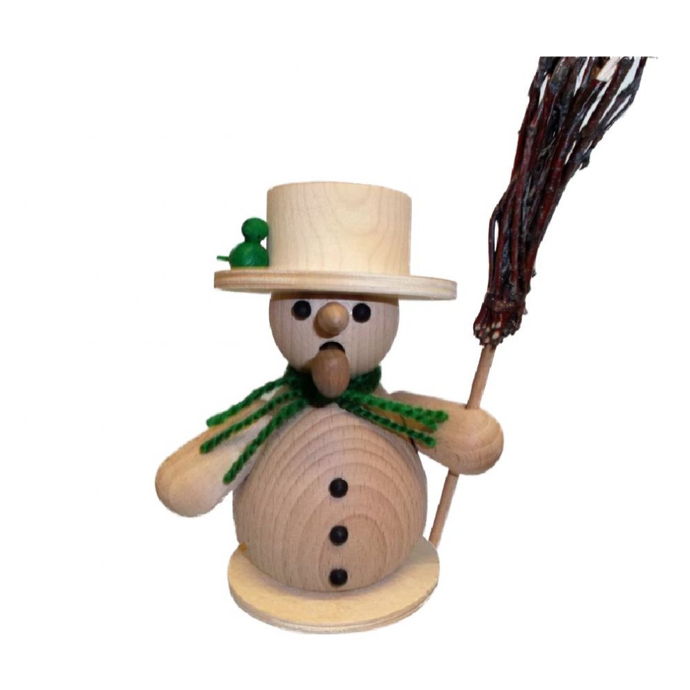 Handicraft set incense smoker snowman with broomstick, green