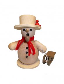 Handicraft set incense smoker snowman with sled, red