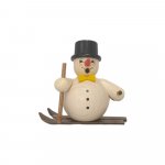 Smoker snowman on skis with cylinder