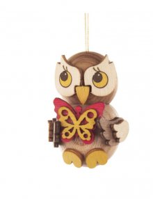 Hanging owl child with butterfly
