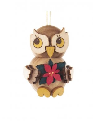 Hanging owl child with poinsettia