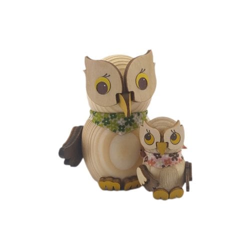 Wooden figure mini owl mother with child