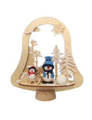 Window/table decoration snowman with sleigh