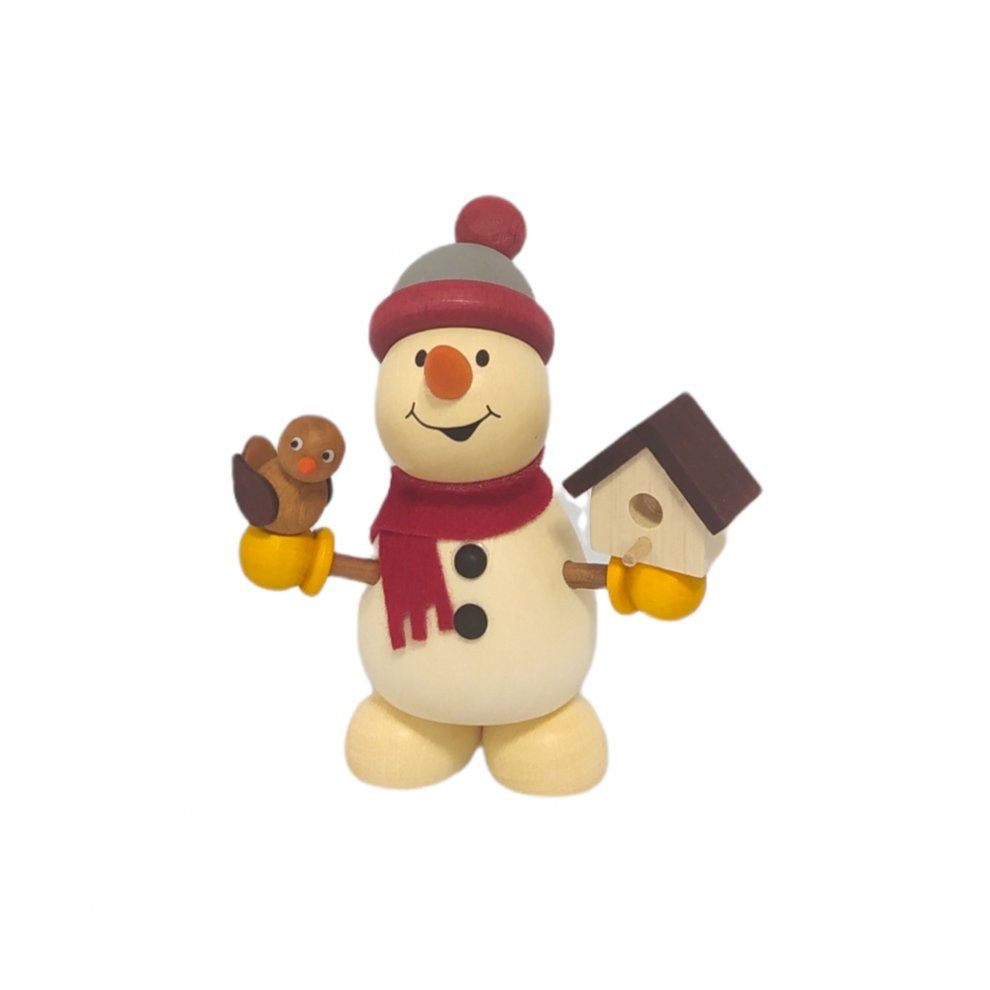 Snowman with bird house