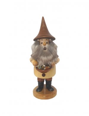 Smoking man mountain gnome with ore bowl