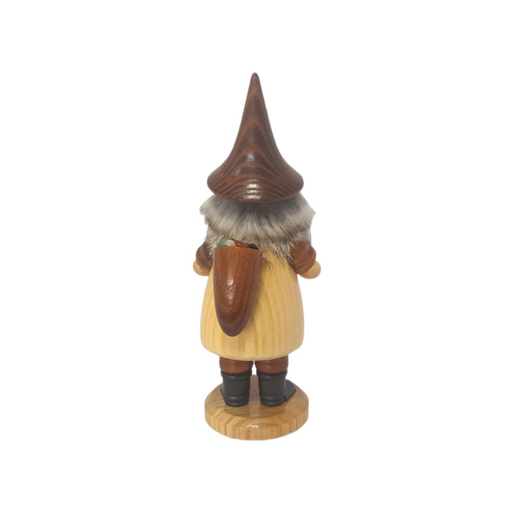 Smoking man mountain gnome with ore bowl
