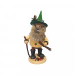 Smoking man forest gnome wood collector, green