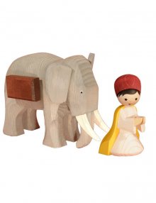 Elephant driver kneeling 2-part, stained