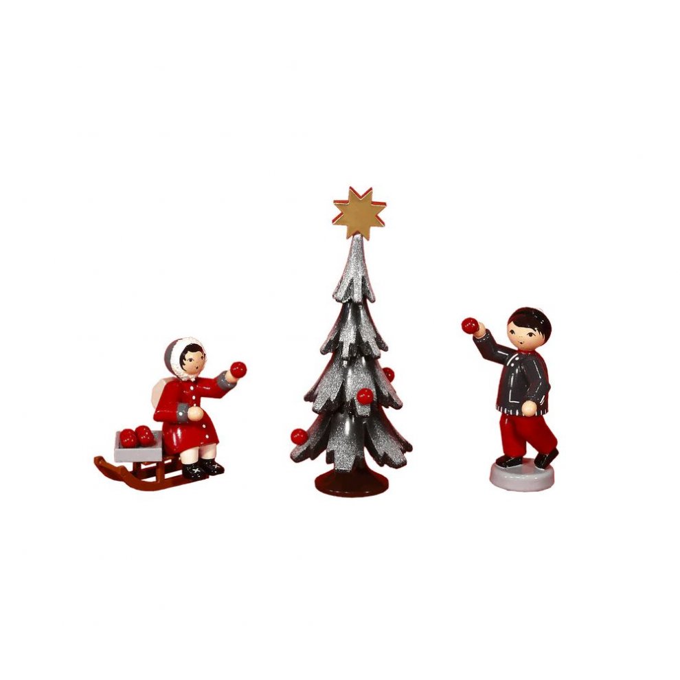 Tree decoration 3-piece, red