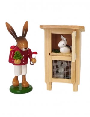 Easter bunny at the rabbit hutch