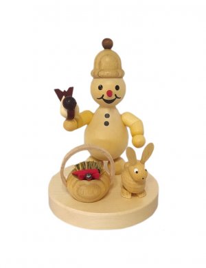 Snowman junior with rabbit and basket