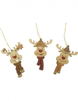 Tree decoration elk heads, 6 pcs.